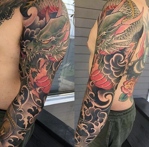tatuaje dragon brazo para hombre 37