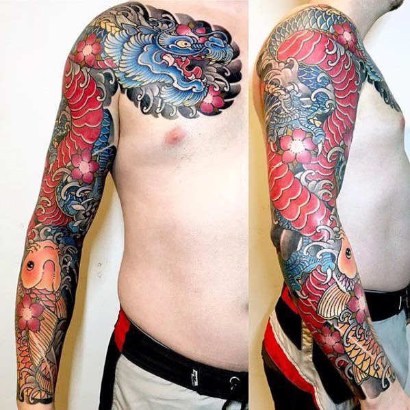 tatuaje dragon brazo para hombre 45