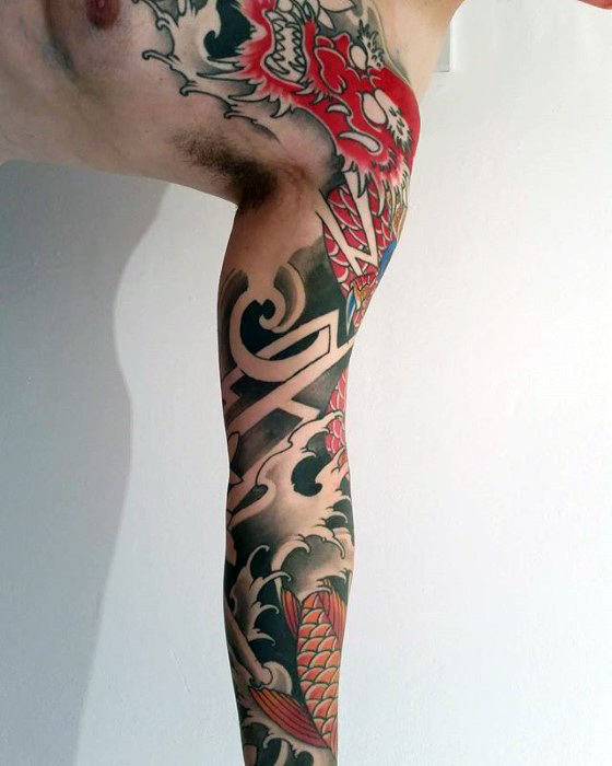 tatuaje dragon brazo para hombre 48