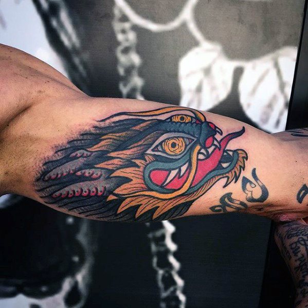 tatuaje dragon brazo para hombre 50