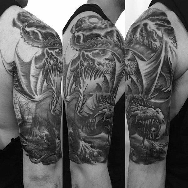 tatuaje dragon brazo para hombre 53