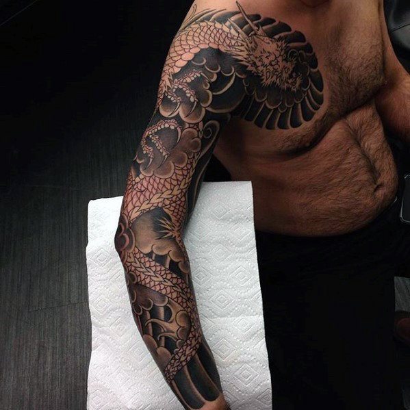 tatuaje dragon brazo para hombre 56