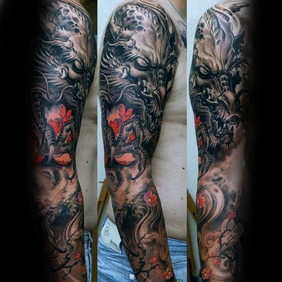tatuaje dragon brazo para hombre 58