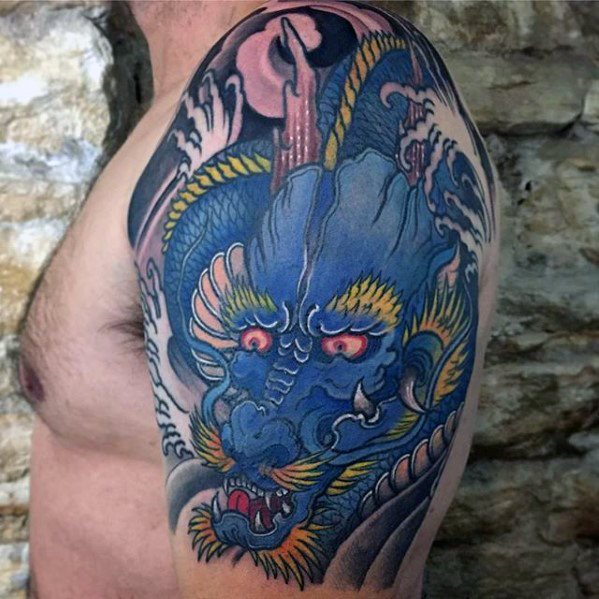 tatuaje dragon brazo para hombre 60