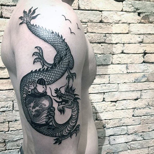 tatuaje dragon brazo para hombre 61