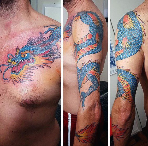 tatuaje dragon brazo para hombre 63