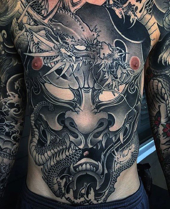 tatuaje dragon pecho para hombre 08