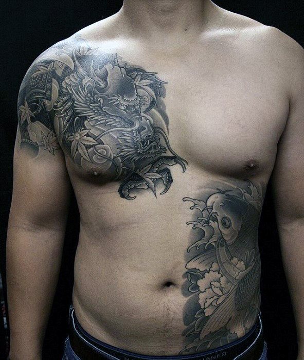 tatuaje dragon pecho para hombre 10