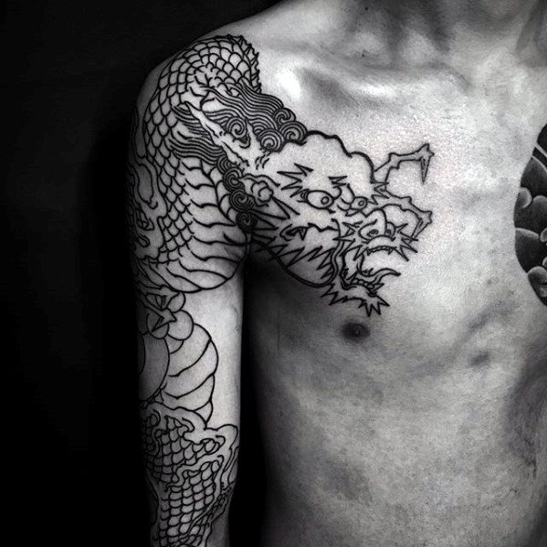 tatuaje dragon pecho para hombre 16
