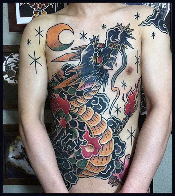 tatuaje dragon pecho para hombre 21