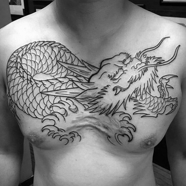 tatuaje dragon pecho para hombre 27