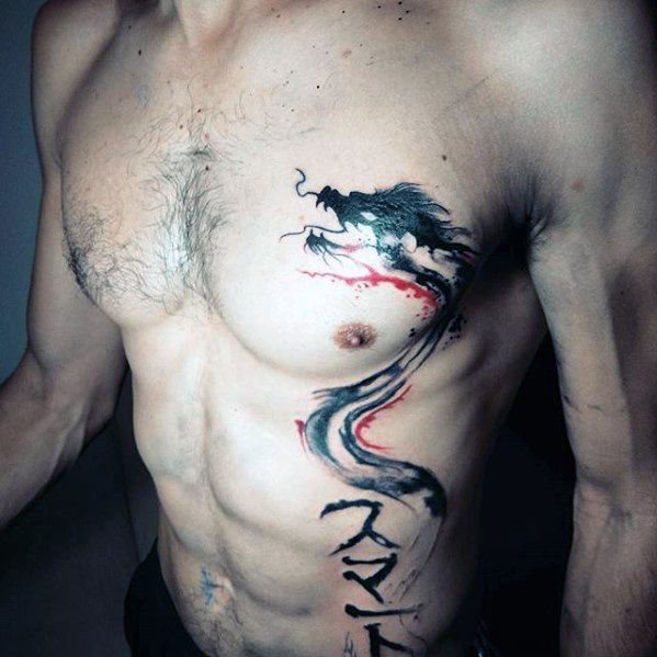 tatuaje dragon pecho para hombre 29