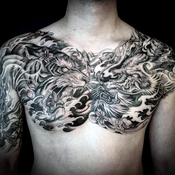 tatuaje dragon pecho para hombre 34