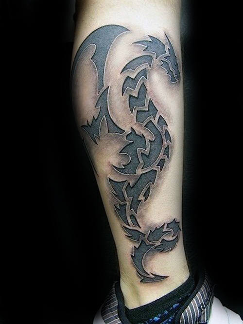 tatuaje dragon pierna para hombre 01
