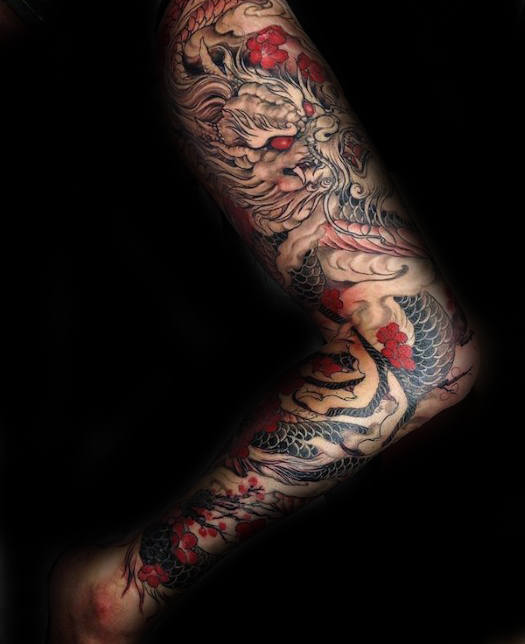 tatuaje dragon pierna para hombre 02