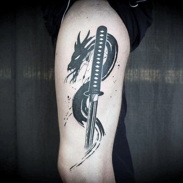 tatuaje dragon pierna para hombre 03