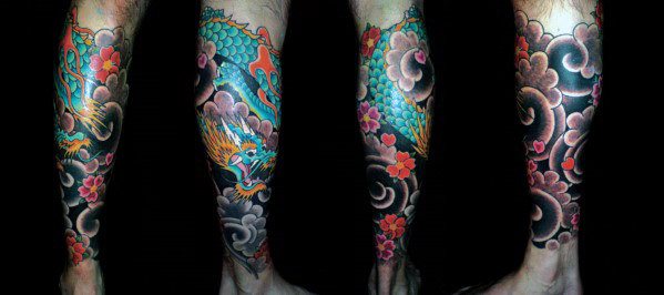 tatuaje dragon pierna para hombre 05
