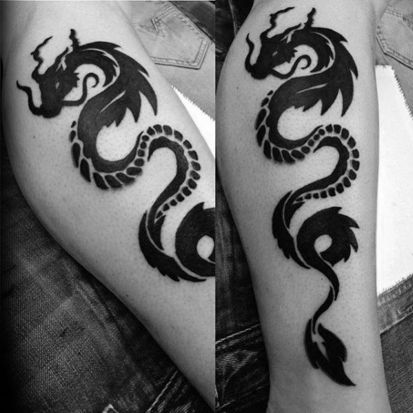 tatuaje dragon pierna para hombre 16