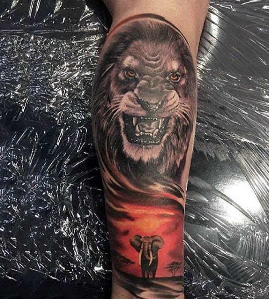 tatuaje elefante para hombre 69