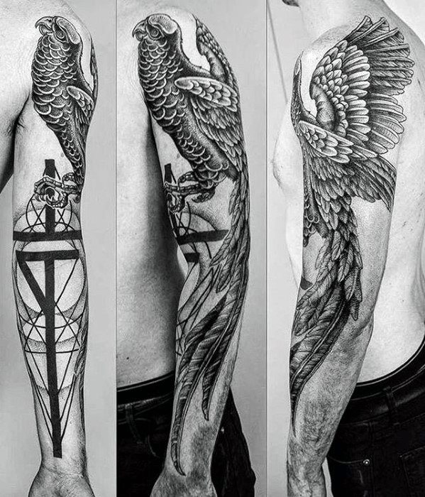 tatuaje geometrico brazo para hombre 28