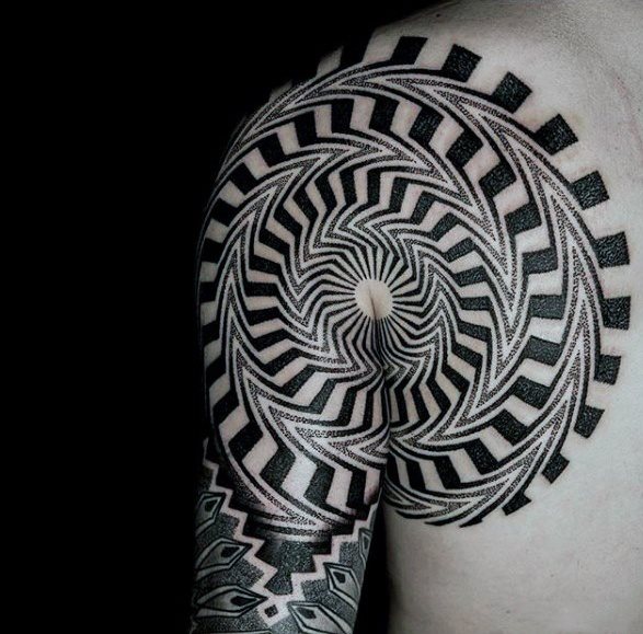 tatuaje geometrico brazo para hombre 36
