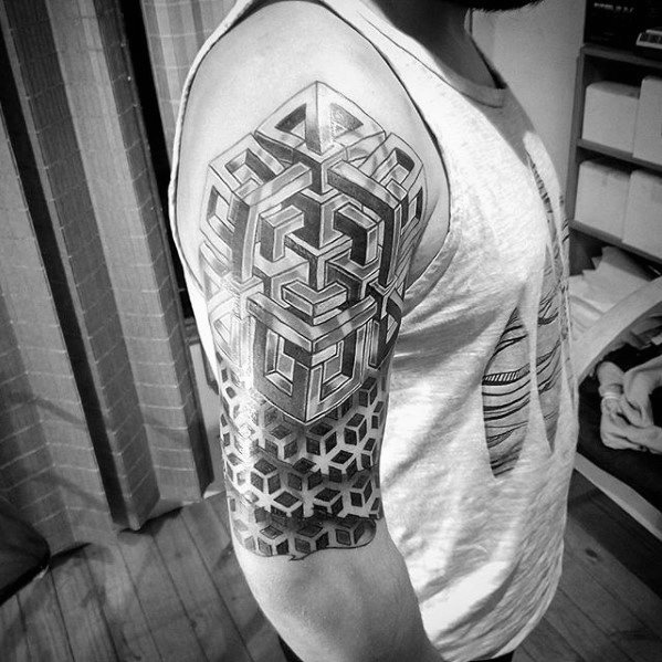 tatuaje geometrico brazo para hombre 46