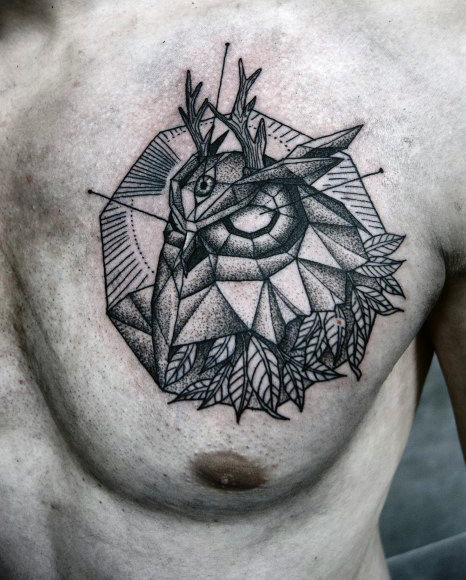 tatuaje geometrico buho para hombre 45