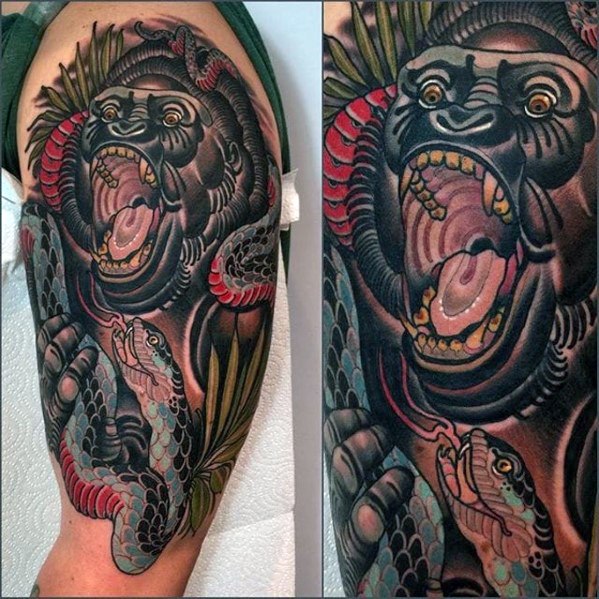 tatuaje gorila nuevo estilo para hombre 03