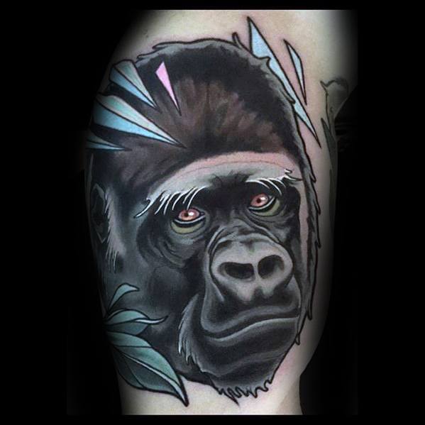 tatuaje gorila nuevo estilo para hombre 11