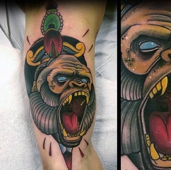 tatuaje gorila nuevo estilo para hombre 12