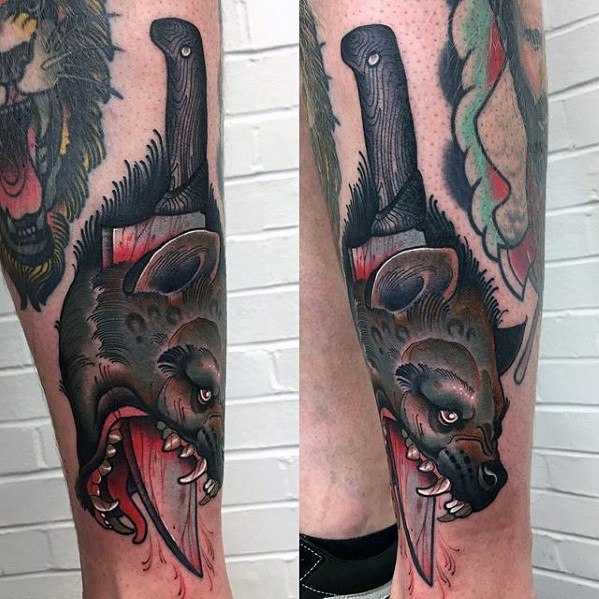 tatuaje hiena para hombre 17
