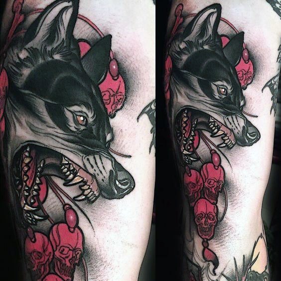 tatuaje lobo nuevo estilo para hombre 01