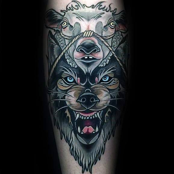 tatuaje lobo nuevo estilo para hombre 08