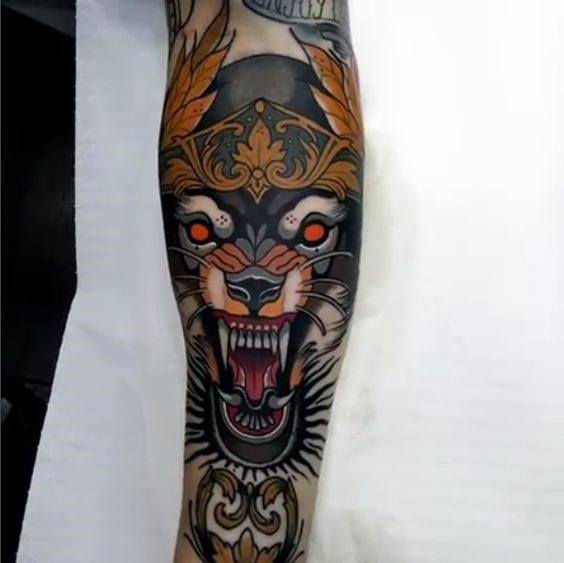 tatuaje lobo nuevo estilo para hombre 09