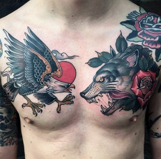 tatuaje lobo nuevo estilo para hombre 11