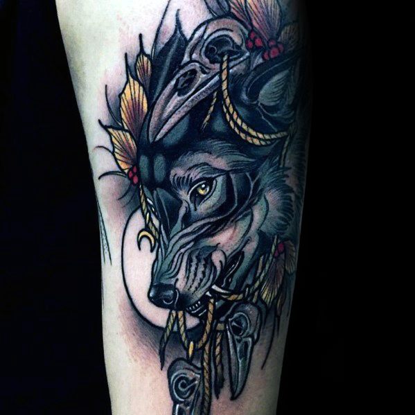 tatuaje lobo nuevo estilo para hombre 17