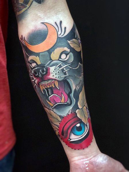 tatuaje lobo nuevo estilo para hombre 21