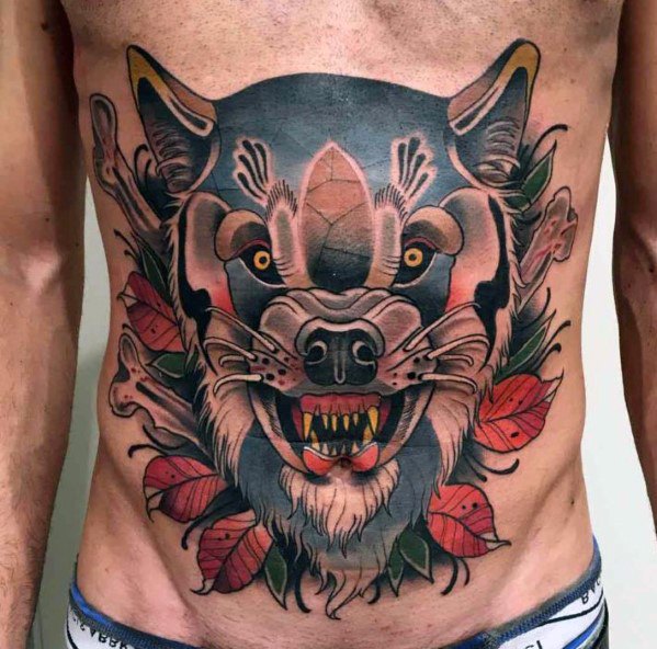 tatuaje lobo nuevo estilo para hombre 22