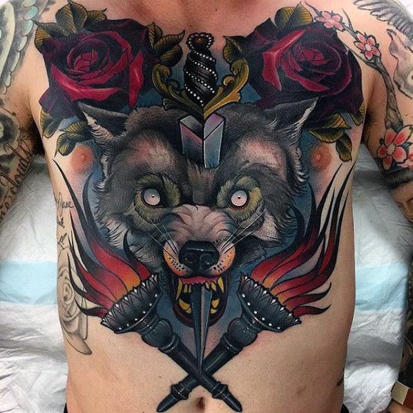 tatuaje lobo nuevo estilo para hombre 23