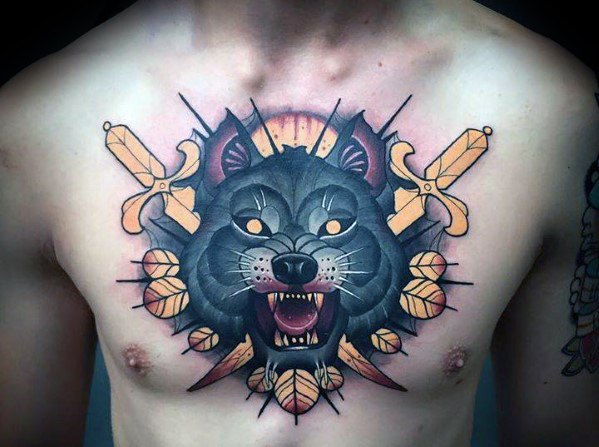 tatuaje lobo nuevo estilo para hombre 32