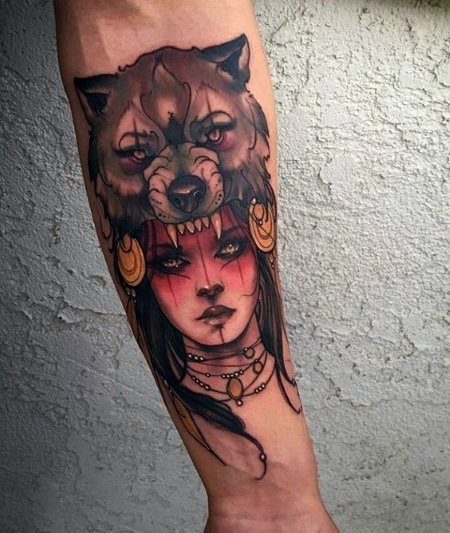 tatuaje lobo nuevo estilo para hombre 33