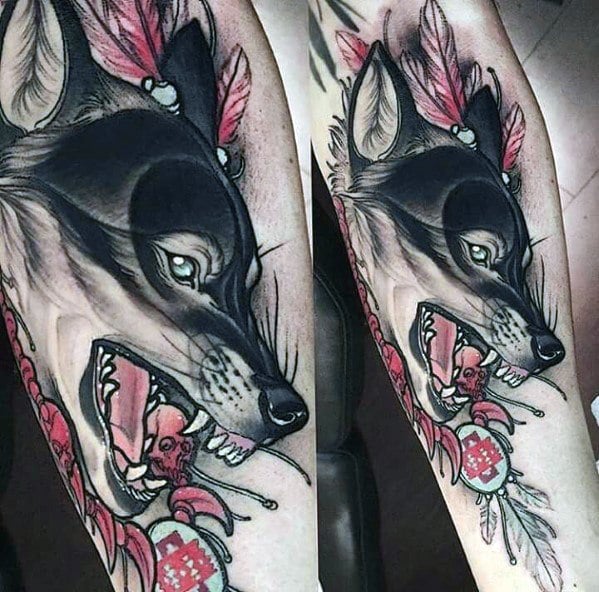 tatuaje lobo nuevo estilo para hombre 34