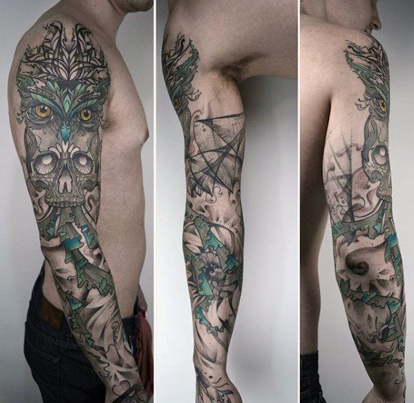 tatuaje manga buho para hombre 21