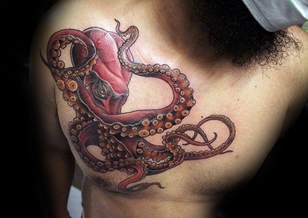 tatuaje pulpo pecho para hombre 18