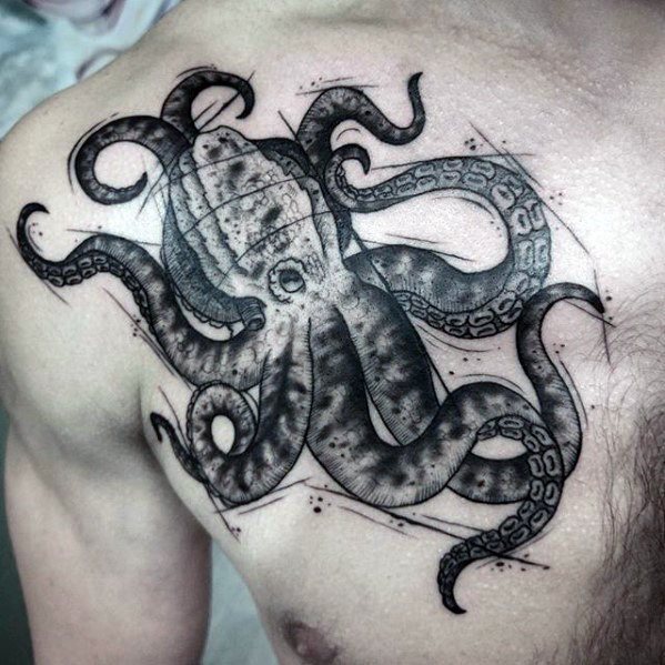 tatuaje pulpo pecho para hombre 21