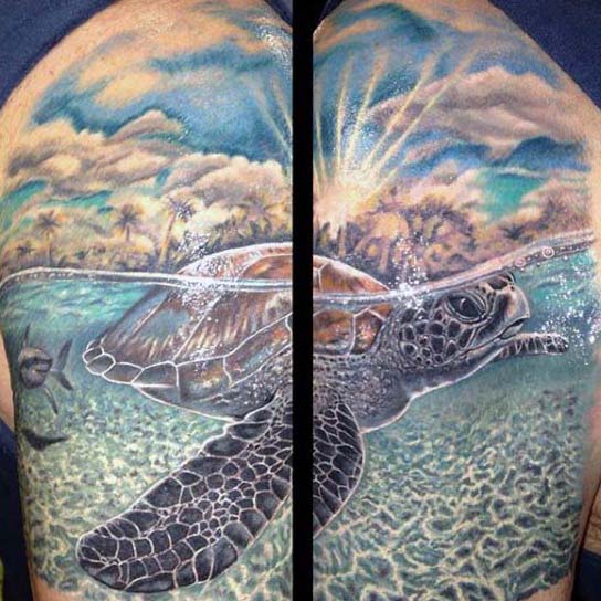 tatuaje tortuga para hombre 44