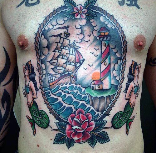 tatuaje tradicional barco para hombre 25