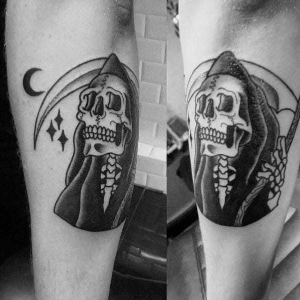 tatuaje tradicional muerte para hombre 25