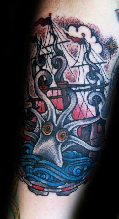 tatuaje tradicional pulpo para hombre 06
