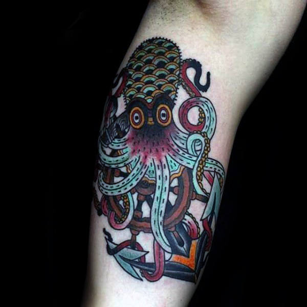 tatuaje tradicional pulpo para hombre 10